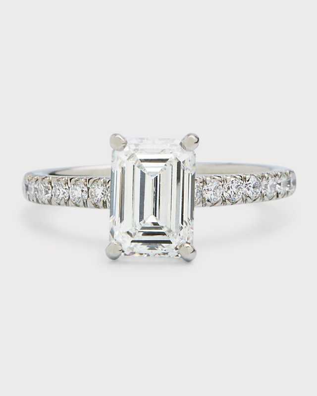 Platinum Emerald-Cut Lab-Grown Diamond Ring